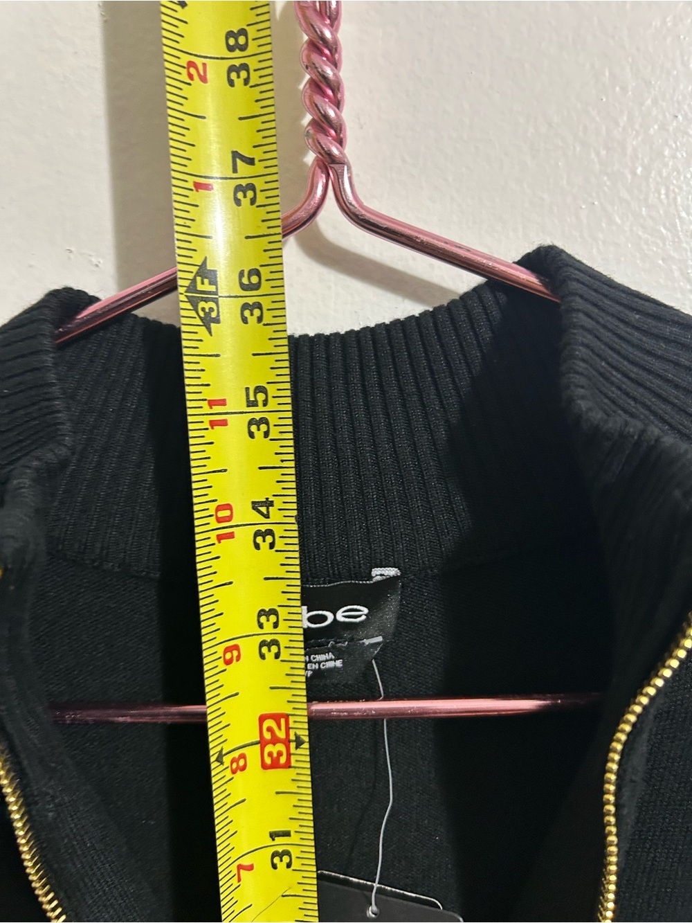NWT Bebe Quarter Zip Ribbed Black Sweater Dress, Size Small - Picture 7 of 8